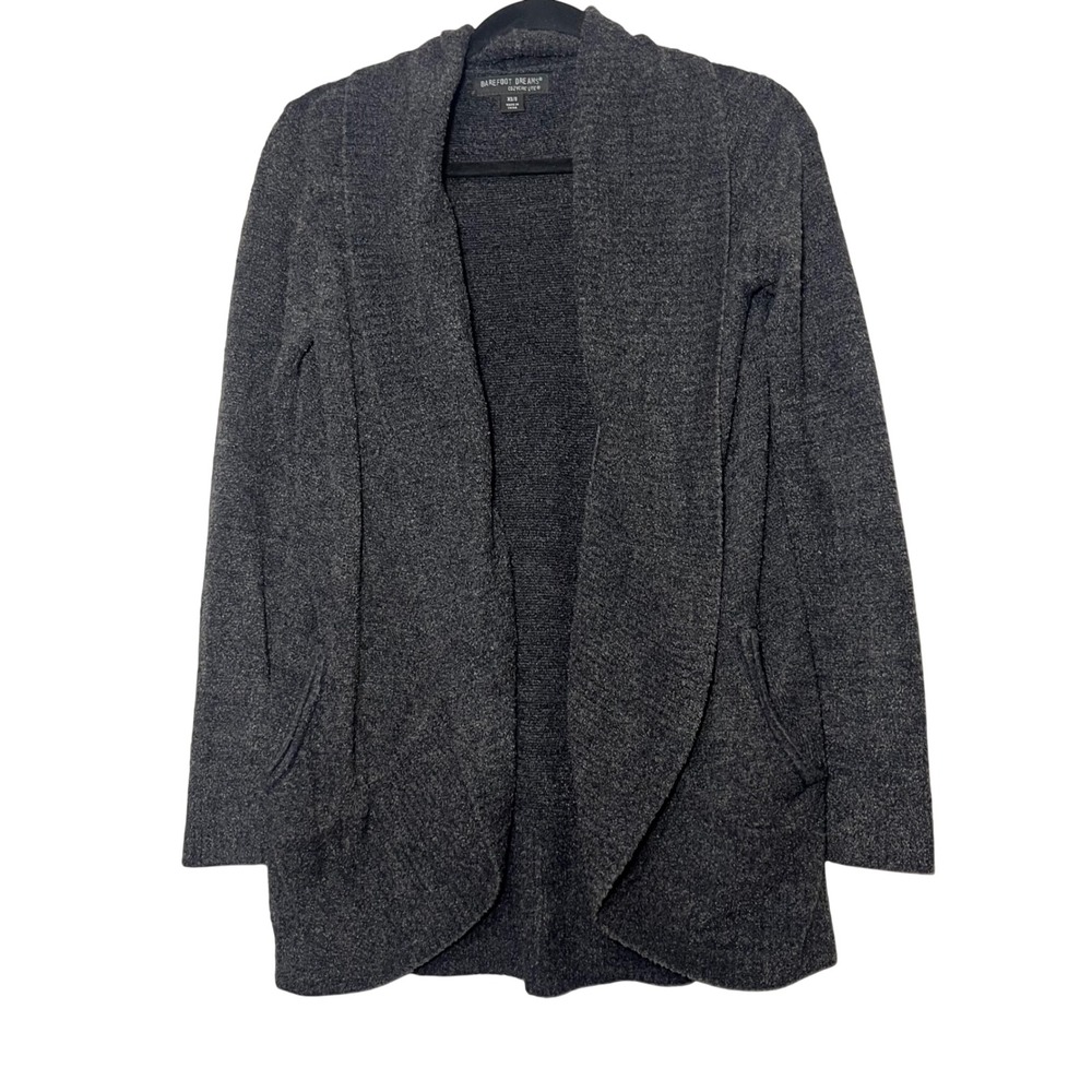Barefoot Dreams CozyChic‎ Lite Circle Cardigan Carbon Grey Open Front XS/S